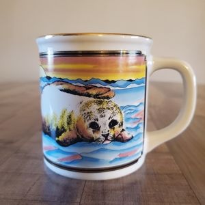 Harp Seal preservation ceramic coffee tea  mug graphic mug white with gold rim